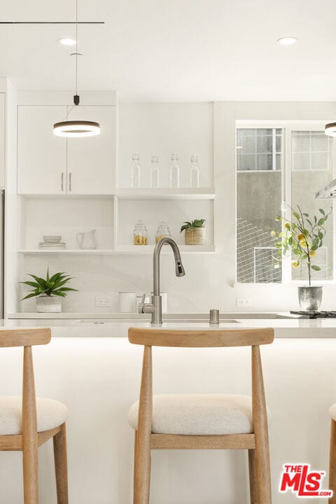 bar with white cabinets