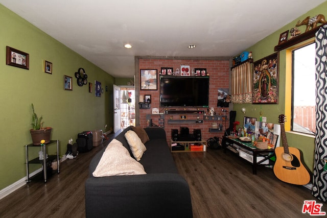 living room featuring dark hardwood / wood-style floors