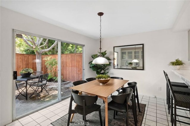 dining room with light tile patterned floors