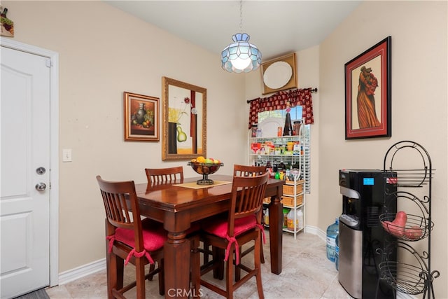 dining space with water heater