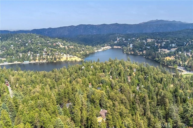 aerial view with a water and mountain view