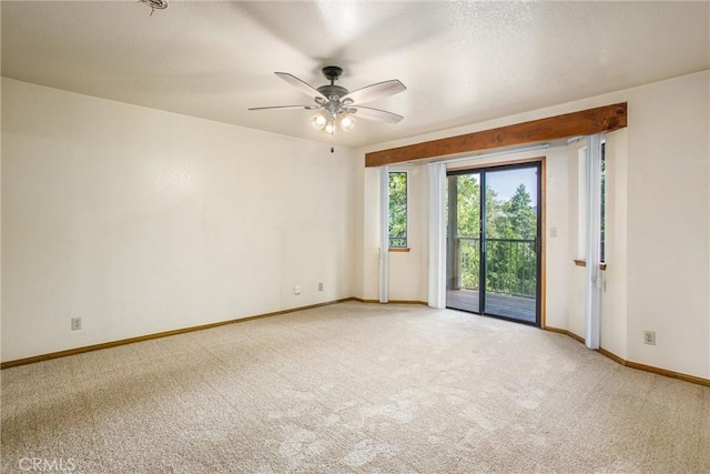 unfurnished room featuring ceiling fan and carpet floors