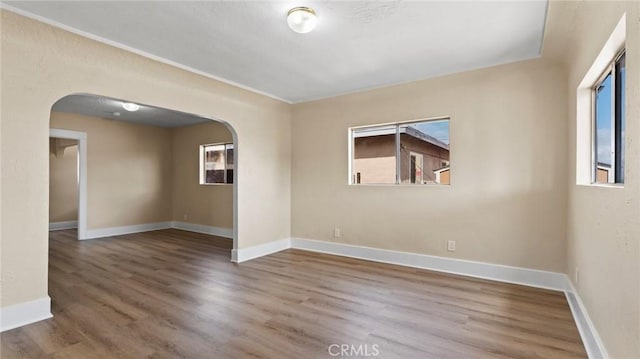 spare room featuring wood-type flooring