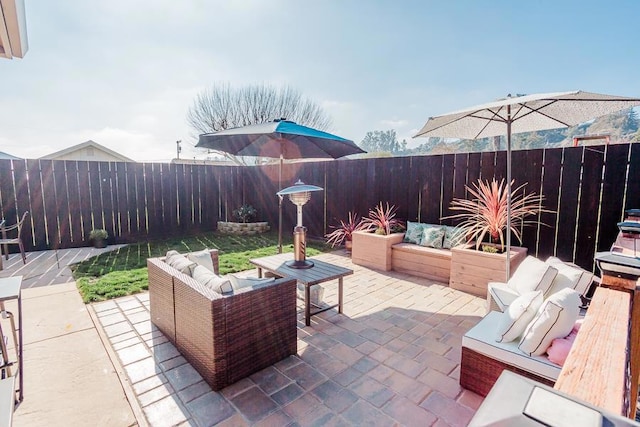 view of patio with outdoor lounge area