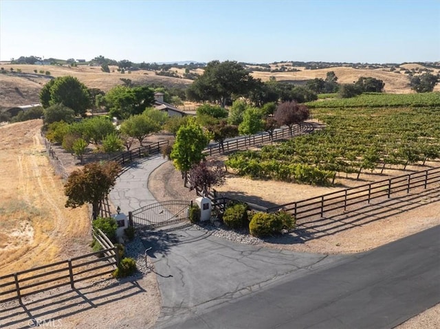 aerial view with a rural view