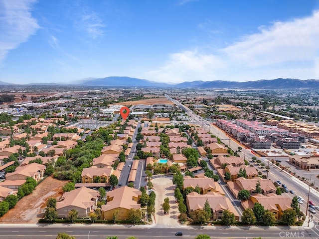 bird's eye view with a mountain view