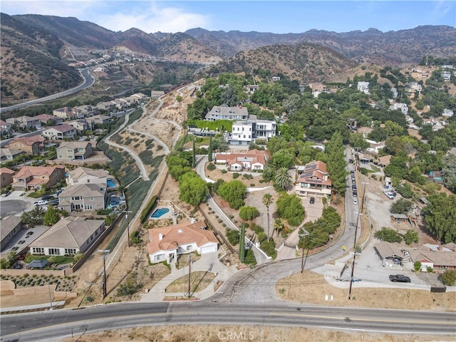 aerial view with a mountain view