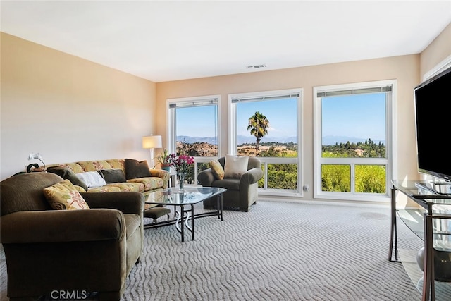 living room featuring carpet floors