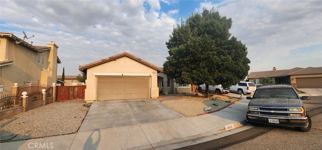 view of front facade featuring an outdoor structure and a garage