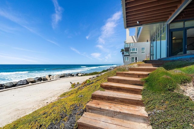 property view of water with a beach view