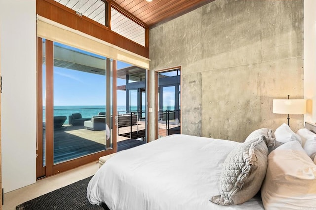 bedroom with a water view