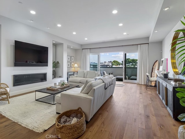 living room featuring light hardwood / wood-style flooring