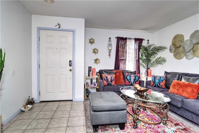 view of tiled living room