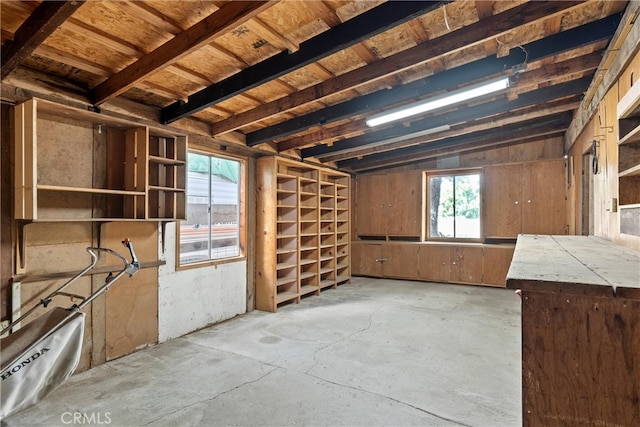 misc room with a wealth of natural light and vaulted ceiling