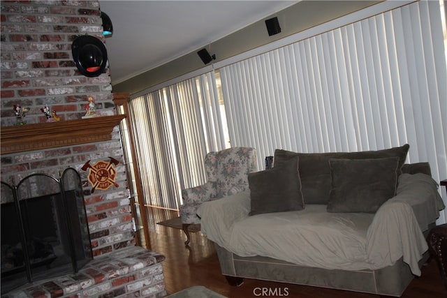 living room with hardwood / wood-style floors