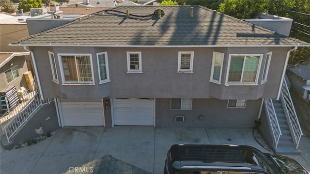 exterior space with a garage