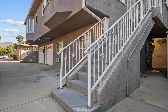 stairway with a mountain view