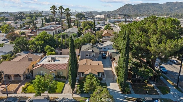 aerial view with a mountain view