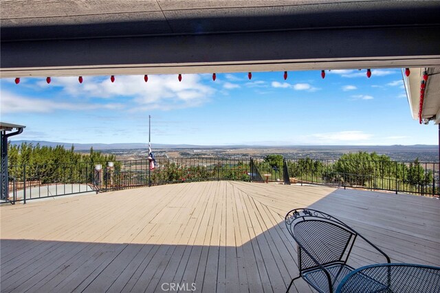 deck with a mountain view