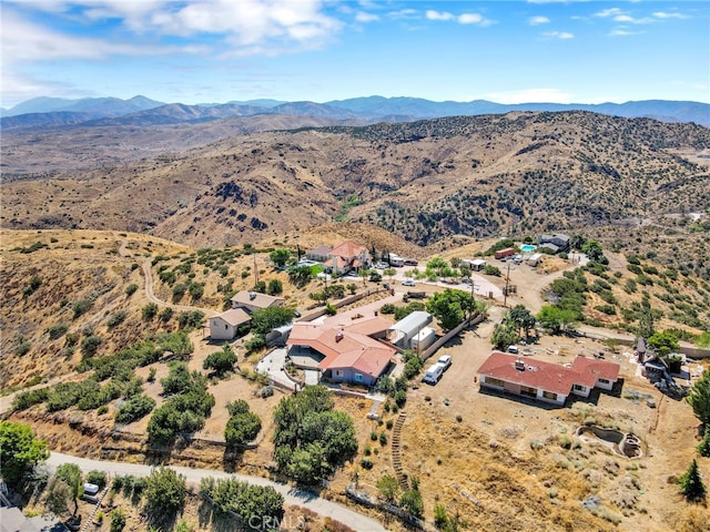 birds eye view of property featuring a mountain view