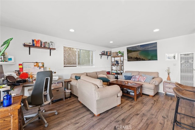 living room with hardwood / wood-style flooring