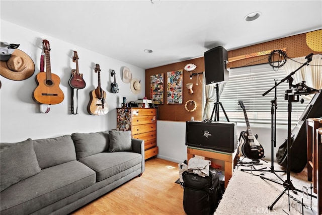 living room with light wood-type flooring