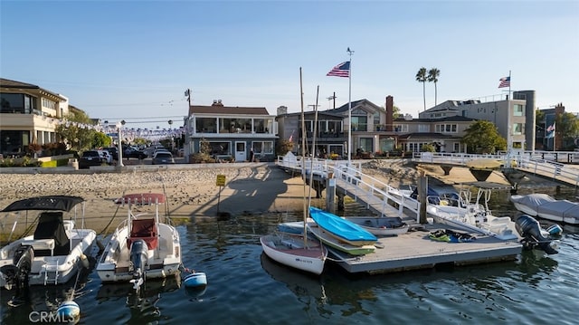 dock area with a water view