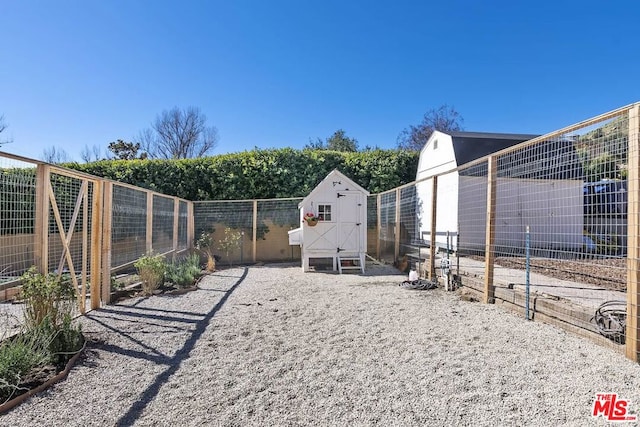 view of yard with a shed