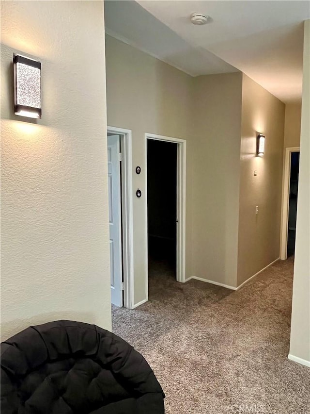 interior space featuring baseboards and light colored carpet