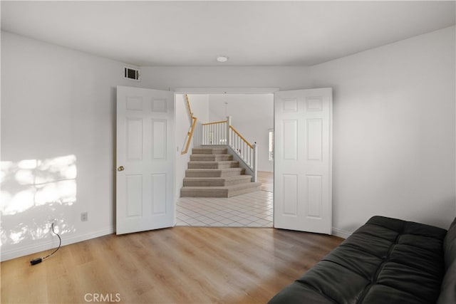 living room with hardwood / wood-style floors