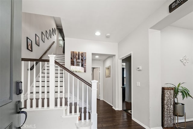 entrance foyer with dark wood-type flooring