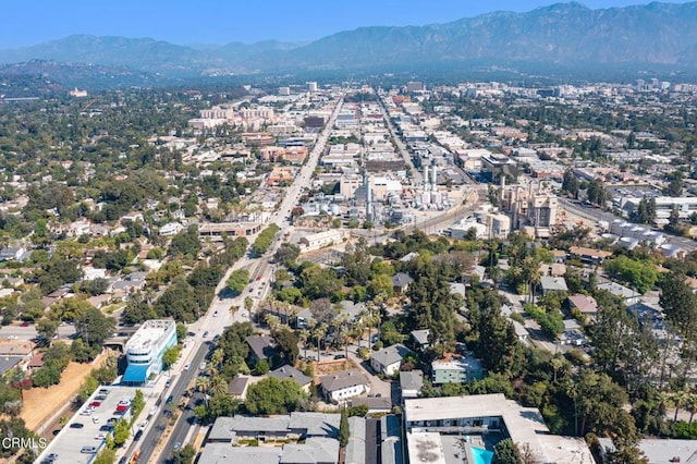 aerial view with a mountain view