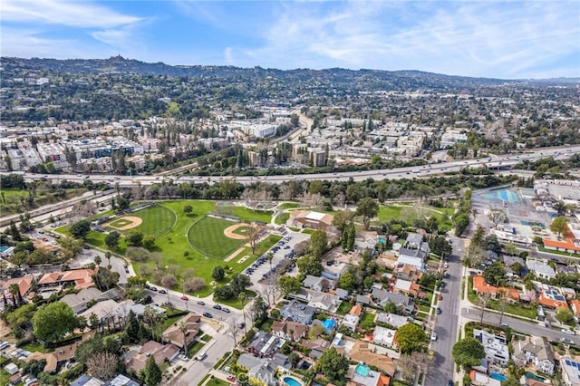 aerial view with a mountain view