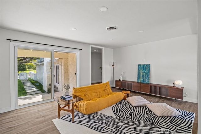 living room featuring light hardwood / wood-style floors