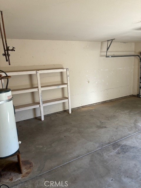 garage featuring water heater