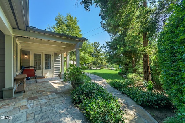 view of patio / terrace featuring french doors