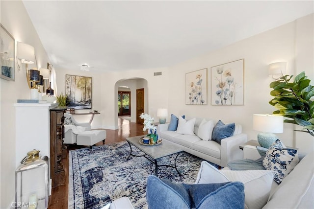 living room featuring hardwood / wood-style flooring