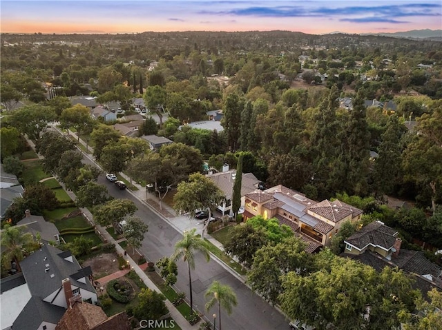 view of aerial view at dusk