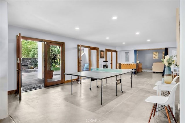 game room with french doors