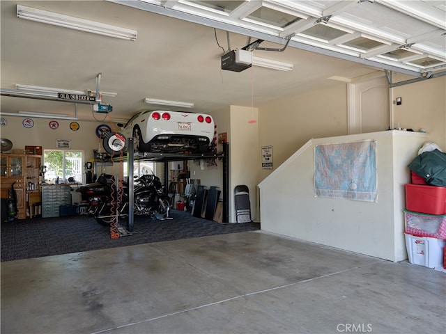 garage with a garage door opener