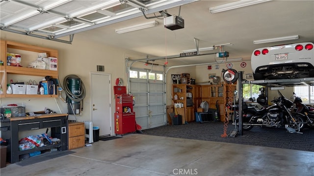 garage with a garage door opener