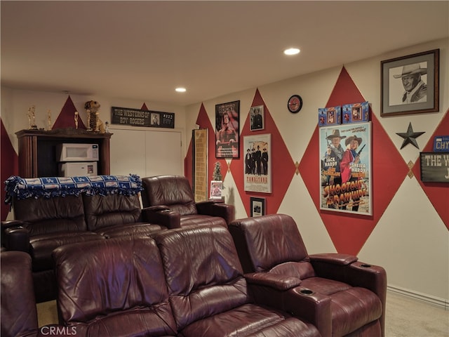 view of carpeted cinema room