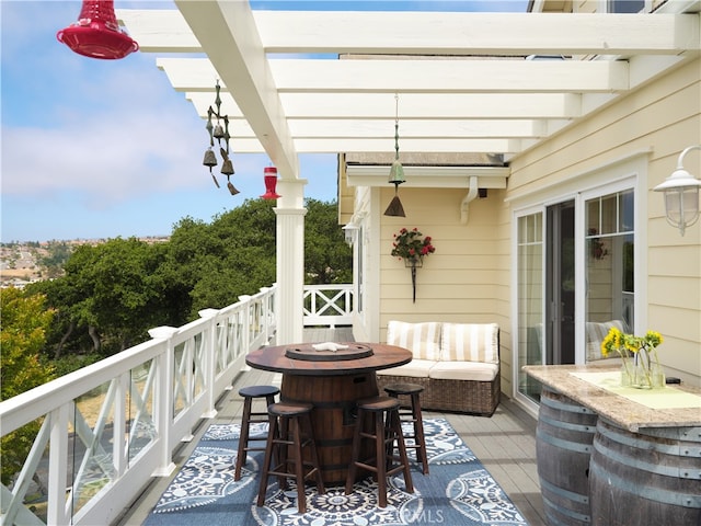 view of patio / terrace with an outdoor fire pit