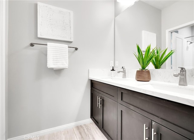 bathroom featuring vanity and wood-type flooring