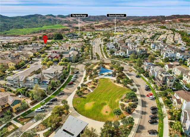 drone / aerial view with a mountain view