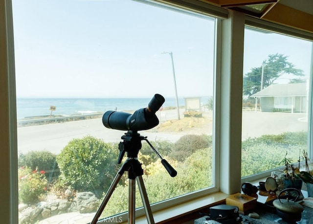 room details featuring a water view