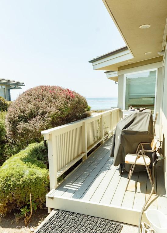 deck with a water view