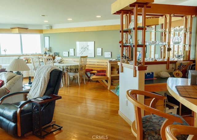 dining room with light hardwood / wood-style flooring