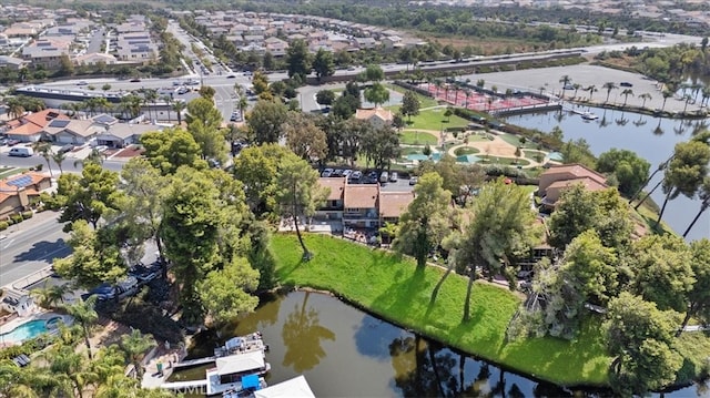 bird's eye view featuring a water view