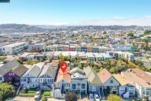 bird's eye view featuring a mountain view